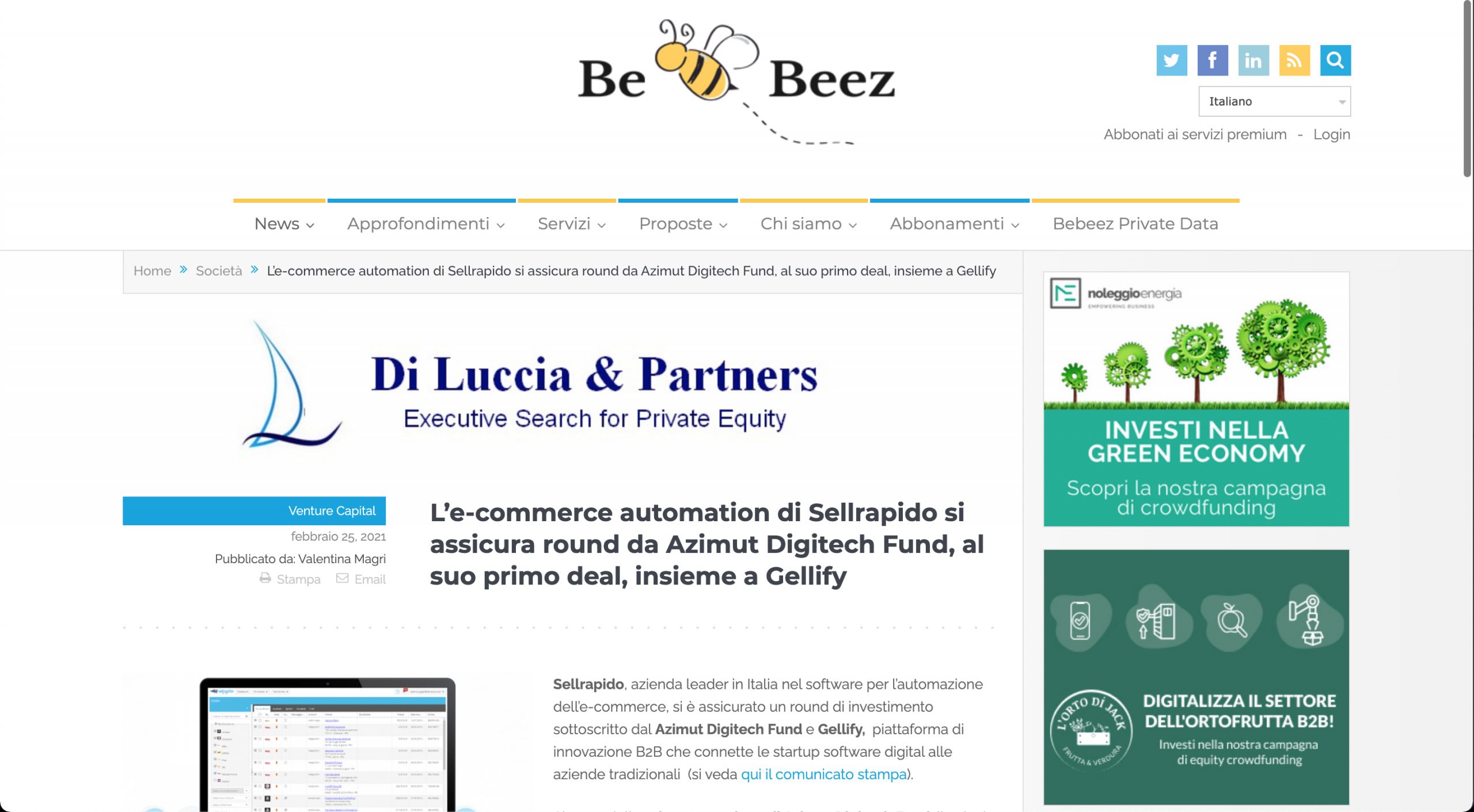BeBeez: L’e-commerce automation di Sellrapido si assicura round da Azimut Digitech Fund, al suo primo deal, insieme a Gellify